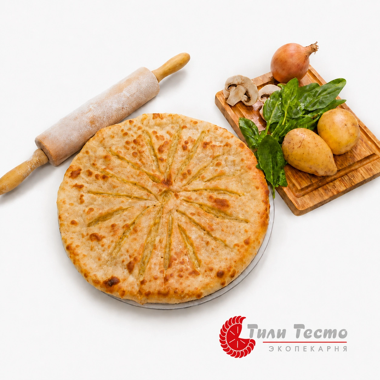 Пирог с картофелем, грибами и шпинатом