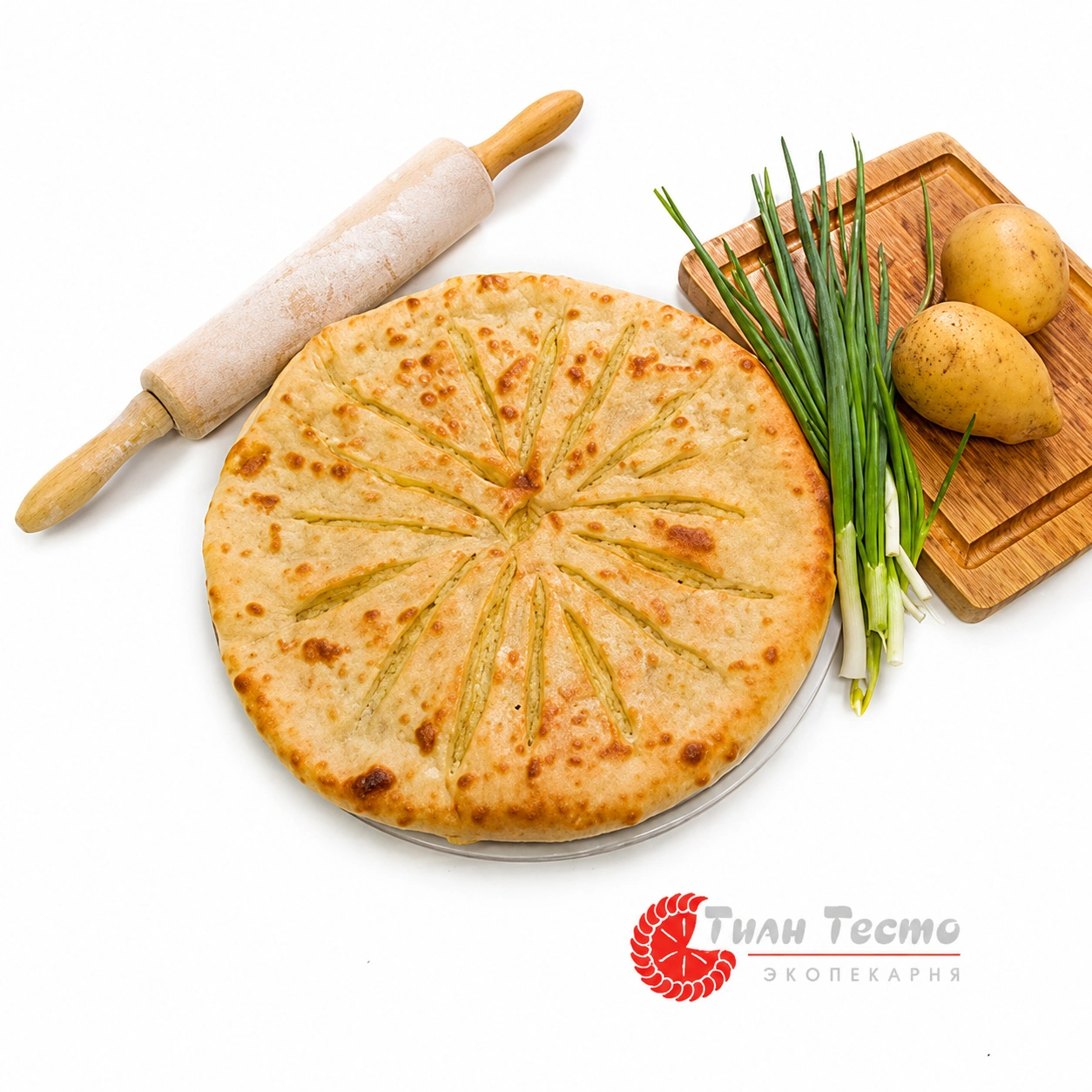 Пирог с картофелем и зеленым луком