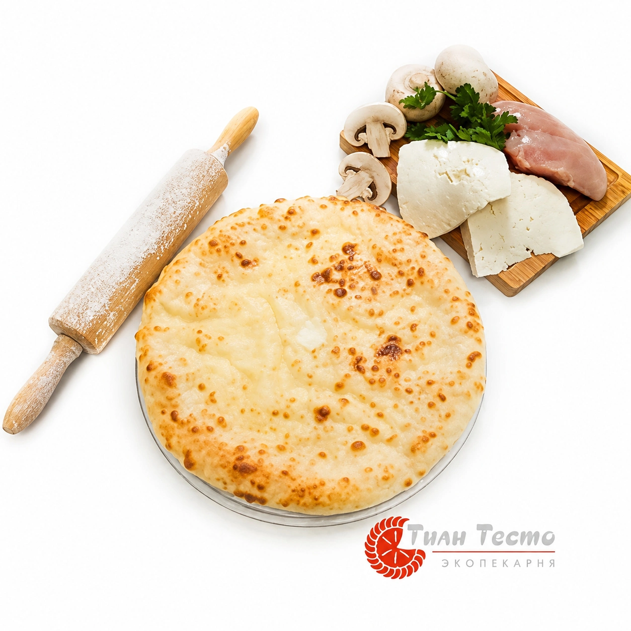 Пирог с курицей, грибами и сыром
